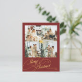 Elegant Red & Gold Merry Christmas Family Photo -  シーズンポストカード (スタンド正面)