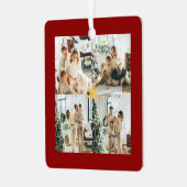 Elegant Red & Gold Merry Christmas Family Photo -  メタルオーナメント (正面左)