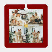 Elegant Red & Gold Merry Christmas Family Photo -  メタルオーナメント (正面)