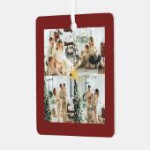 Elegant Red & Gold Merry Christmas Family Photo - メタルオーナメント (正面左)