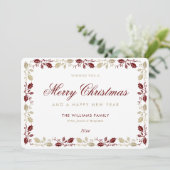 Elegant Red Gold Merry Christmas Happy New Year シーズンカード (スタンド正面)