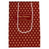 Elegant Red Gold Snowflakes Christmas Gift Bag ミディアムペーパーバッグ (裏面)