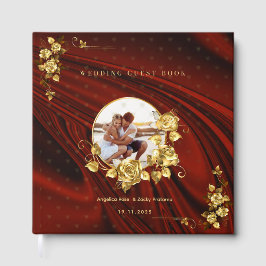 Elegant Red & Gold Wedding  Personalized ゲストブック