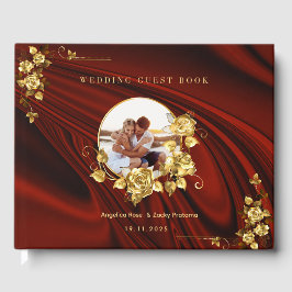 Elegant Red & Gold Wedding  Personalized ゲストブック