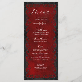 Elegant red Gothic Wedding Menu メニュー