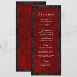Elegant red Gothic Wedding Menu メニュー