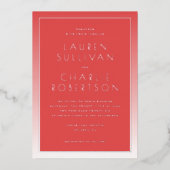Elegant Red Gradient Wedding Invitation 箔招待状 (正面)