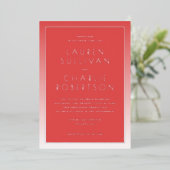 Elegant Red Gradient Wedding Invitation 箔招待状 (立ち正面)