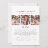 Elegant Red Graduate Photo Collage Graduation 案内状 (裏面)