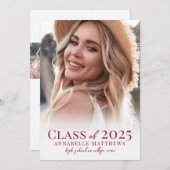 Elegant Red Graduate Photo Collage Graduation 案内状 (正面/裏面)