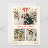 Elegant Red Green Christmas Photo Holiday Card シーズンカード (正面)