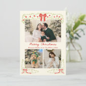 Elegant Red Green Christmas Photo Holiday Card シーズンカード (スタンド正面)