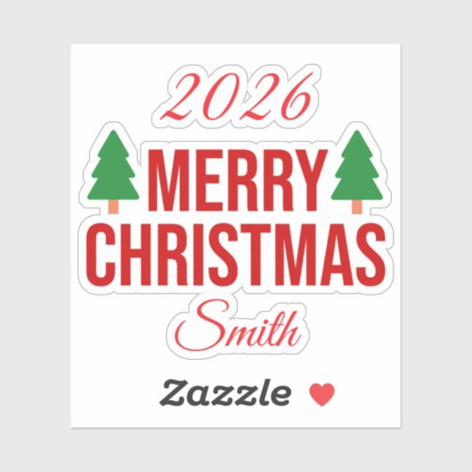 Elegant Red Green Custom Square Merry Christmas  シール (シート)