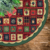 Elegant red green festive christmas pattern custom ブラッシュドポリエステルツリースカート