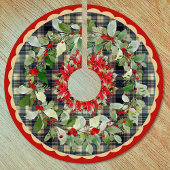 Elegant red green festive christmas wreath custom ブラッシュドポリエステルツリースカート