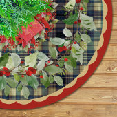 Elegant red green festive christmas wreath custom ブラッシュドポリエステルツリースカート