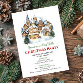 Elegant red green festive city Christmas party   招待状