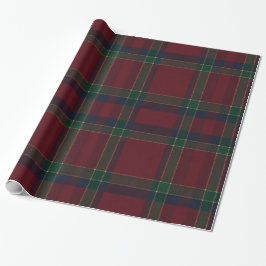 Elegant Red Green Gold Tartan Christmas ラッピングペーパー
