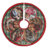 Elegant red green multiple photos christmas ブラッシュドポリエステルツリースカート (正面)