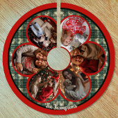 Elegant red green multiple photos christmas ブラッシュドポリエステルツリースカート