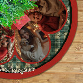 Elegant red green multiple photos christmas ブラッシュドポリエステルツリースカート