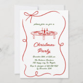 Elegant Red & Green Script Christmas Party  招待状 (正面)