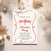 Elegant Red & Green Script Christmas Party  招待状