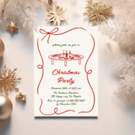 Elegant Red & Green Script Christmas Party  招待状