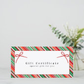 Elegant Red & Green Striped Gift Certificate \ Bow (スタンド正面)