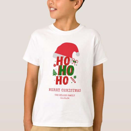 Elegant Red Green White Merry Christmas Tシャツ (正面)