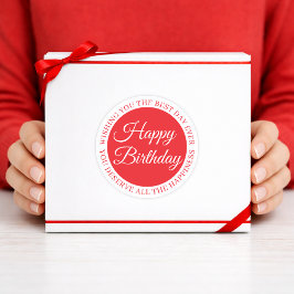 Elegant Red “Happy Birthday” Sticker ラウンドシール