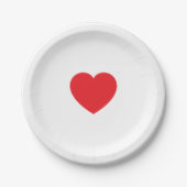 Elegant Red Heart 7 Inch Personalized Paper Plate ペーパープレート (正面)