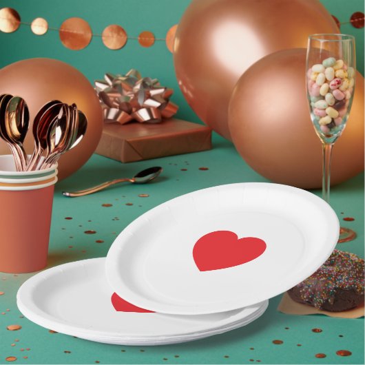 Elegant Red Heart 9 Inch Personalized Paper Plate ペーパープレート (複数)