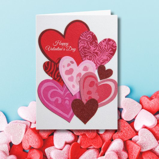 Elegant Red Heart Collage Valentine’s Day Card  シーズンカード