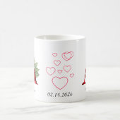 Elegant Red Heart Floral Letter A Initial Mug コーヒーマグカップ (中央)
