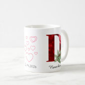 Elegant Red Heart Floral Letter C Initial Coffee D コーヒーマグカップ (正面右)