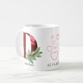 Elegant Red Heart Floral Letter C Initial Coffee D コーヒーマグカップ (正面左)