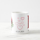 Elegant Red Heart Floral Letter C Initial Coffee D コーヒーマグカップ (中央)