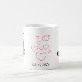 Elegant Red Heart Floral Letter J Initial Mug コーヒーマグカップ (中央)