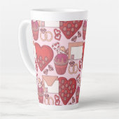 Elegant Red Heart Love Theme Valentine’s Day Gift カフェラテマグ (左アングル)