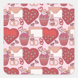 Elegant Red Heart Love Theme Valentine’s Day Gift スクエアシール