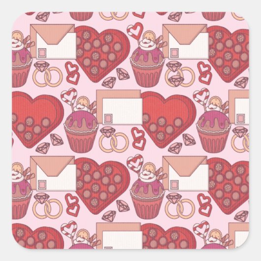 Elegant Red Heart Love Theme Valentine’s Day Gift スクエアシール (正面)