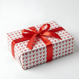 Elegant Red Heart Sketch Wrapping Paper - Perfect  ラッピングペーパー