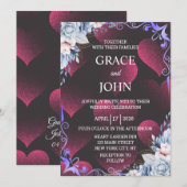 Elegant Red Heart Wedding  招待状 (正面/裏面)