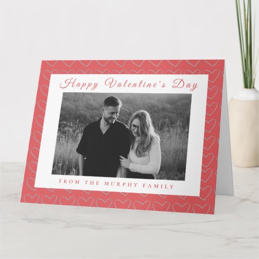 Elegant Red Hearts Happy Valentines Day 1 Photo  カード (正面)