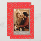 Elegant Red Hearts Happy Valentine's Day 1 Photo シーズンカード (正面/裏面)