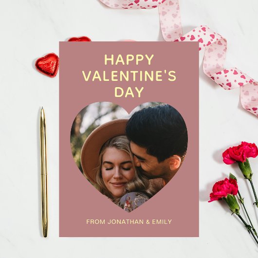 Elegant Red Hearts Happy Valentine's Day 1 Photo シーズンカード