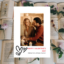 Elegant Red Hearts Happy Valentine's Day 1 Photo シーズンカード