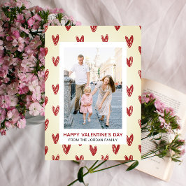 Elegant Red Hearts Happy Valentine's Day 1 Photo シーズンカード