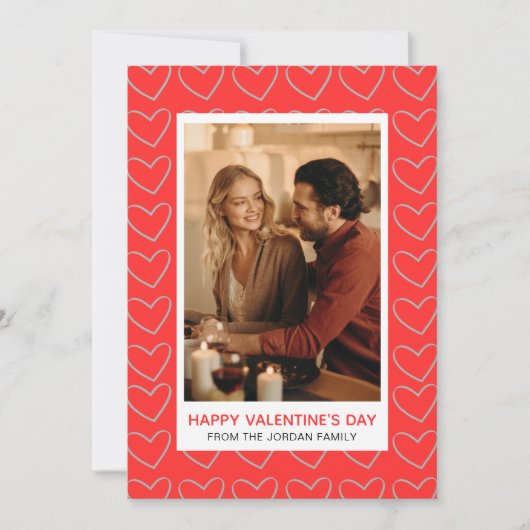 Elegant Red Hearts Happy Valentine's Day 1 Photo シーズンカード (正面)